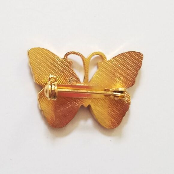 Vintage Purple and Gold Tone Butterfly Pin - Picture 4 of 4